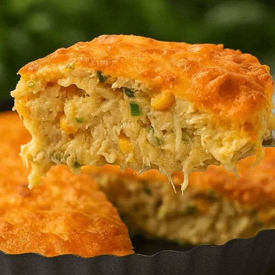 Torta salada de pollo con maíz y queso